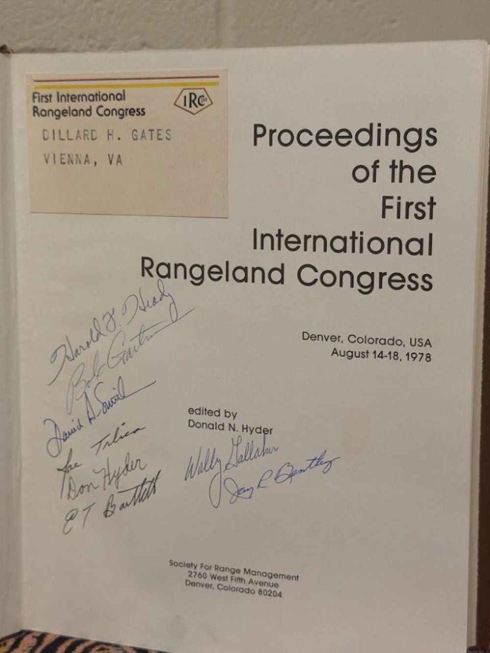 White Proceedings of the First International Rangeland Congress - Book